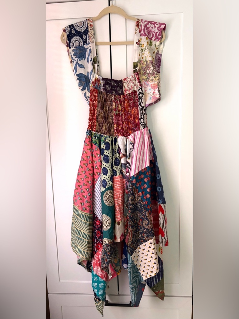 Women’s Kantha Patchwork Smocked Bodice Dress One Size